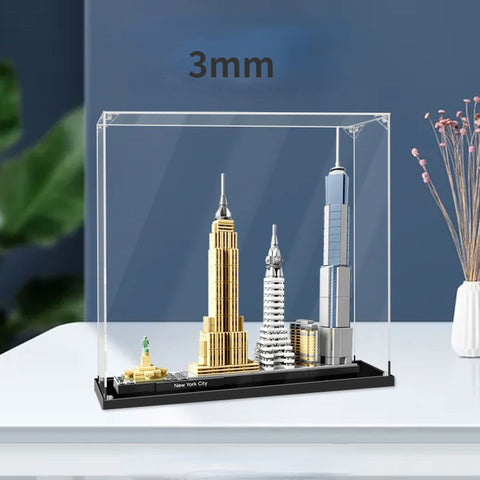 30x15x30cm 2mm 3mm Display Box For Lego 21028 New York City Architecture Building Blocks Showcase Blocks Case