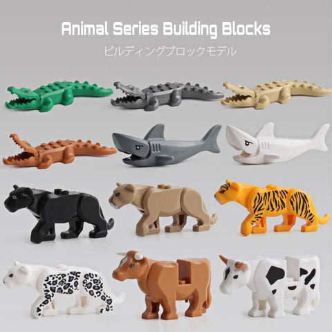 12pcs/set Animal Series Model Figures Big Building Blocks Animals Educational Toys For Kids Children Gift Compatible With