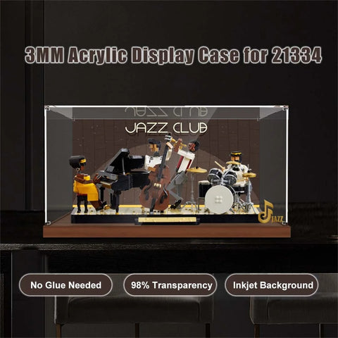 3mm Building Block Acrylic Display Box Show Case For Lego 21334 Jazz Quartet Dustproof Clear Crystal Nut Type