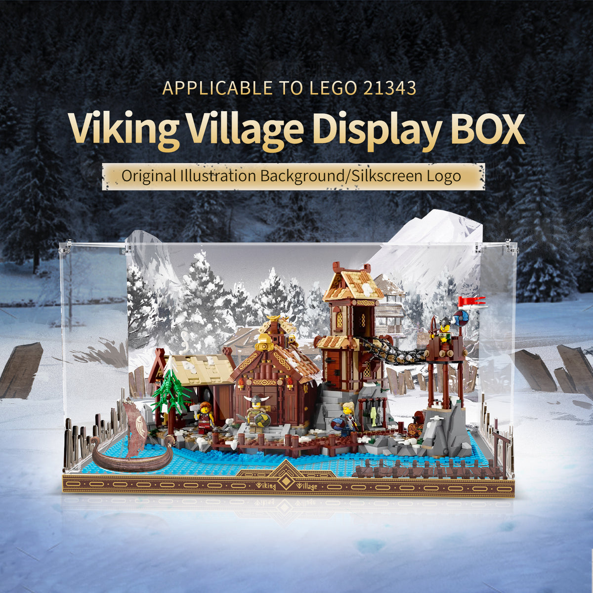 3mm Acrylic Display Case for Lego 21343 Viking Village Dust-Proof Transparent Clear Display Box Showcase (Only Box)