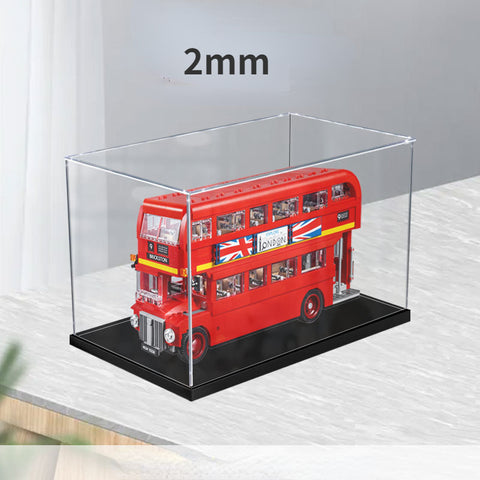 38 x 20 x 20cm 2mm 3mm Acrylic Display Box For Lego 10258 Double Decker Bus Building Blocks Showcase Blocks Accessories