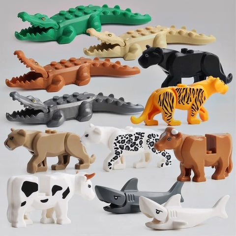 12pcs/set Animal Series Model Figures Big Building Blocks Animals Educational Toys For Kids Children Gift Compatible With