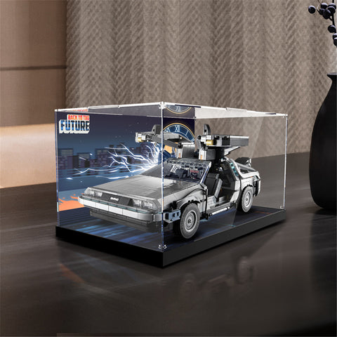 Acrylic Display Case For 10300 Back to the Future Time Machine Clear Transparent Case Building Blocks(NOT include The lego Set)