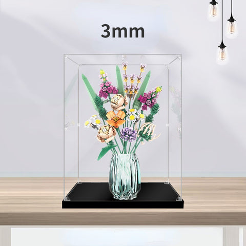 25 x 25 x 46cm 2mm 3mm Acrylic Display Box For Lego 10280 Flower Bouquet Building Blocks Showcase Blocks Accessories