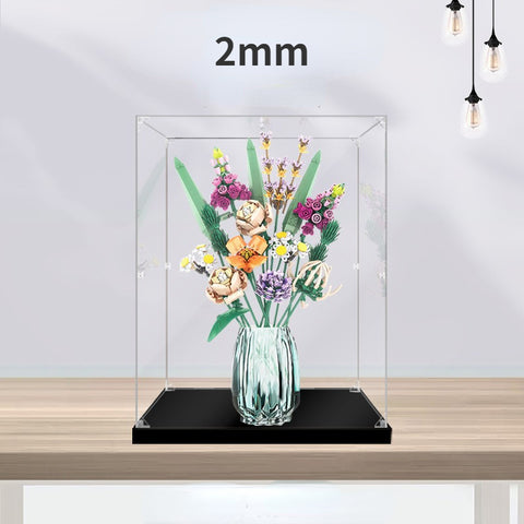 25 x 25 x 46cm 2mm 3mm Acrylic Display Box For Lego 10280 Flower Bouquet Building Blocks Showcase Blocks Accessories